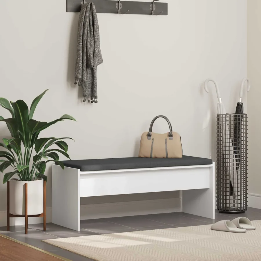 Banc d'entrée avec coussin Blanc 103 x 38 x 40 cm
