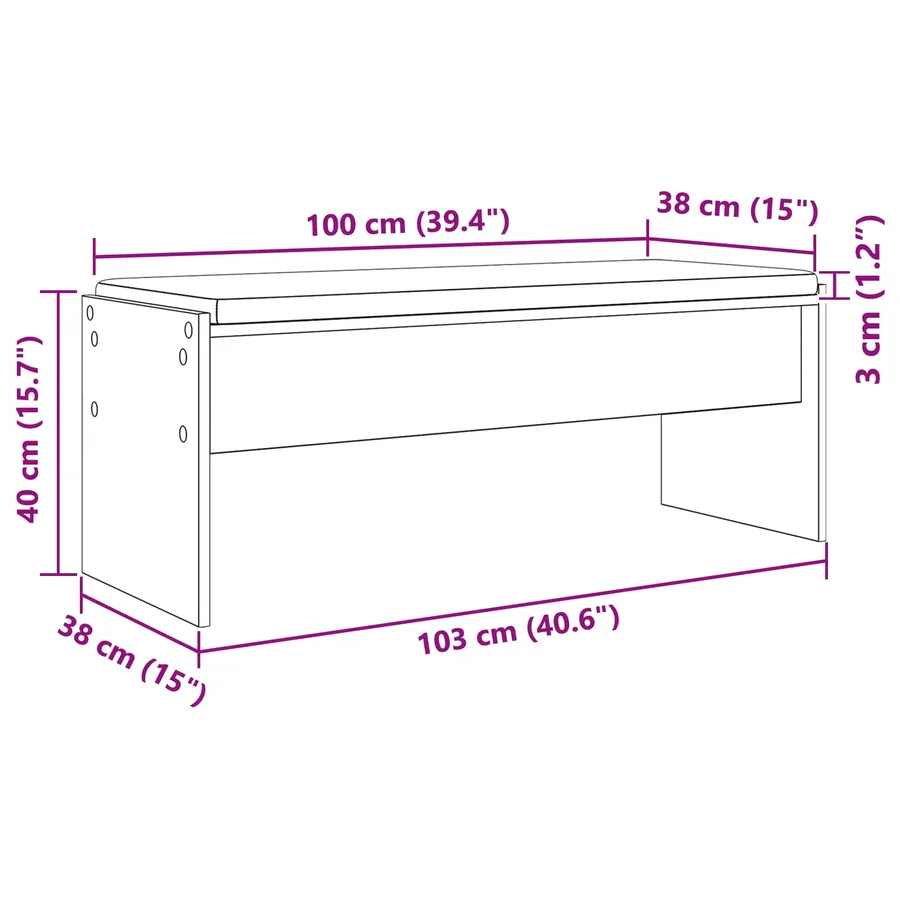 Banc d'entrée avec coussin Blanc 103 x 38 x 40 cm - 11