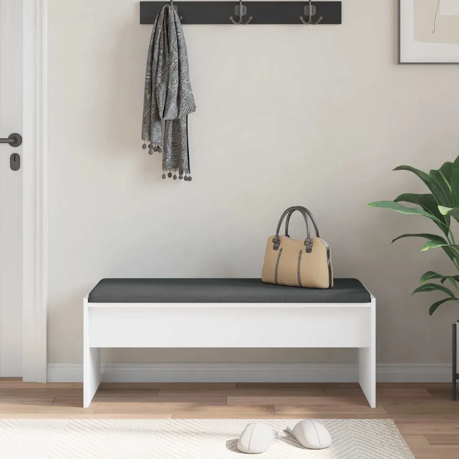 Banc d'entrée avec coussin Blanc 103 x 38 x 40 cm - 4