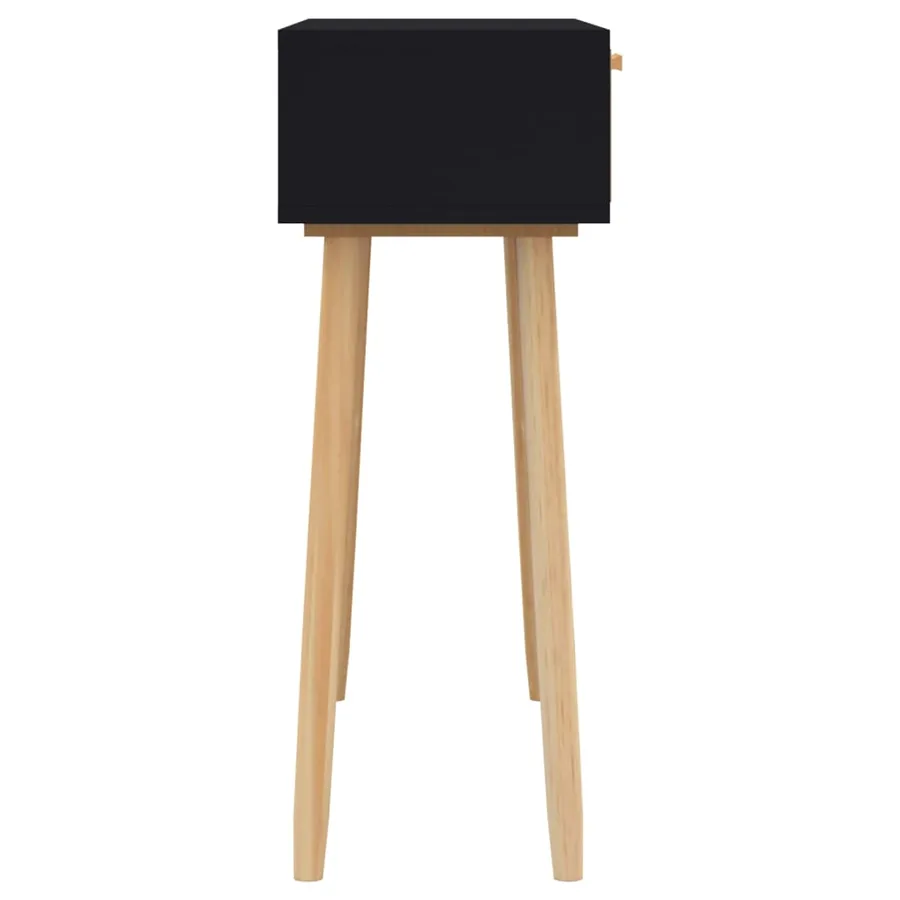 Table console Noir 80x30x75 cm Bois massif pin /rotin naturel - 5