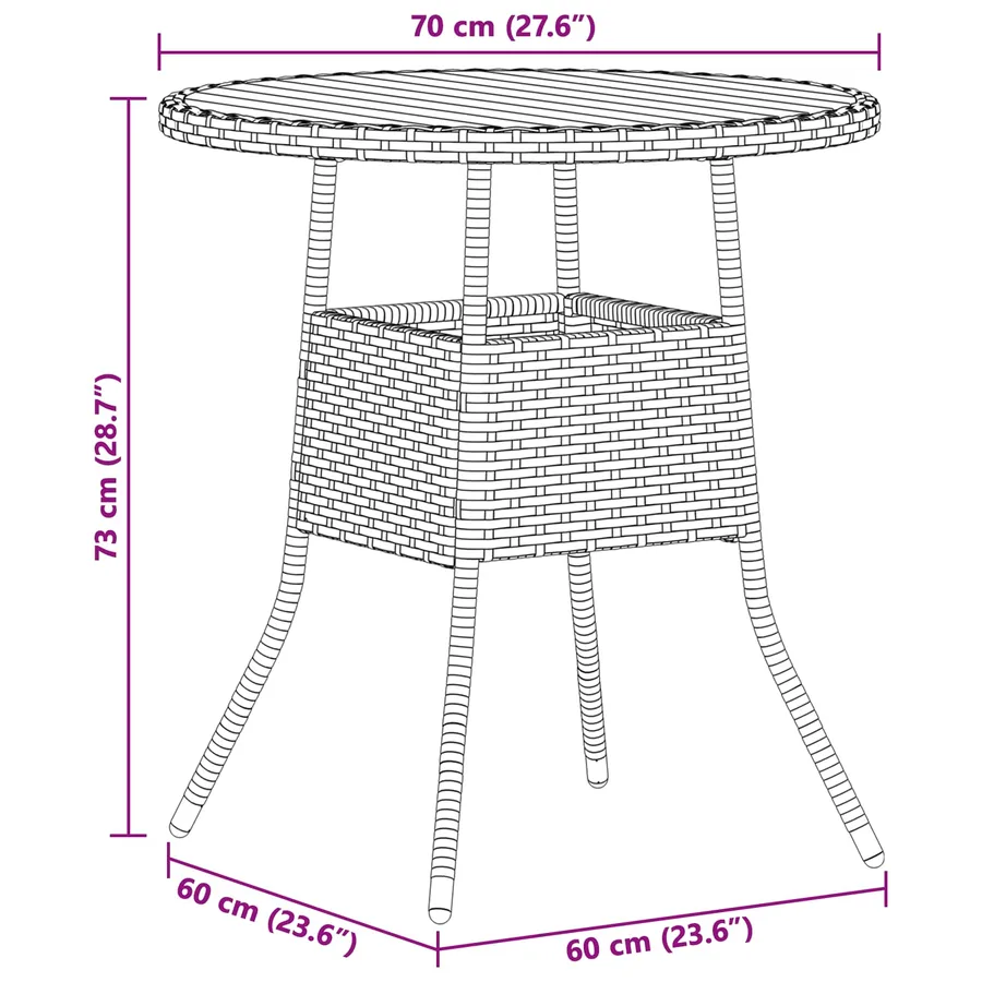 Table de Dîner avec stockage Gris et Acacia 70 x 70 x 73 cm - 10