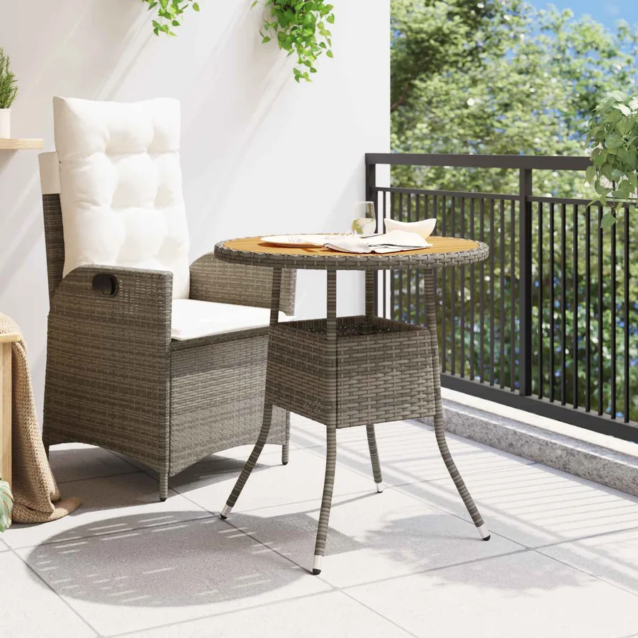 Table de Dîner avec stockage Gris et Acacia 70 x 70 x 73 cm - 4