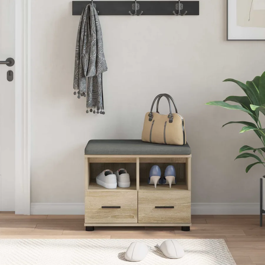 Banc d'entrée avec coussin Chêne Sonoma 60 x 38 x 46 cm - 4
