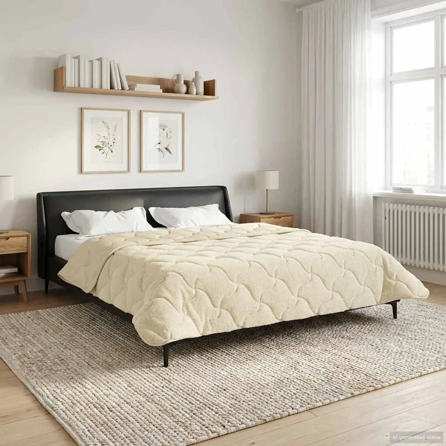 Duvet d'hiver Crème 220 x 240 cm Microfibre et polaire Teddy - 4