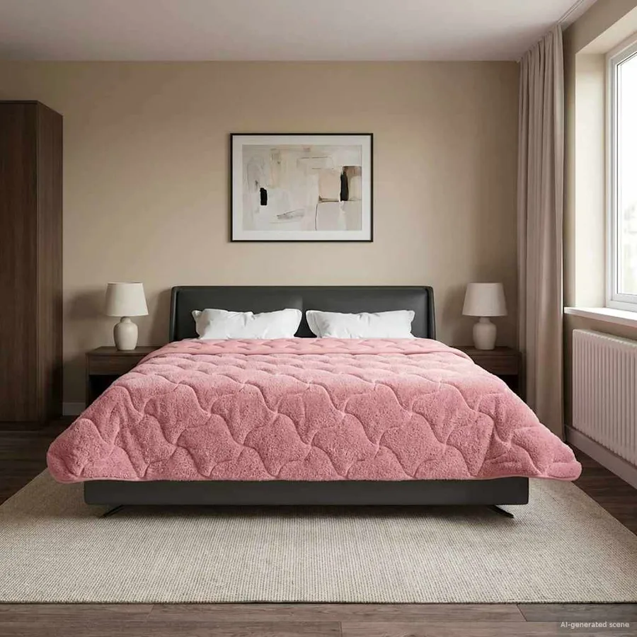 Duvet d'hiver Rose 220 x 260 cm Microfibre et polaire Teddy - 4