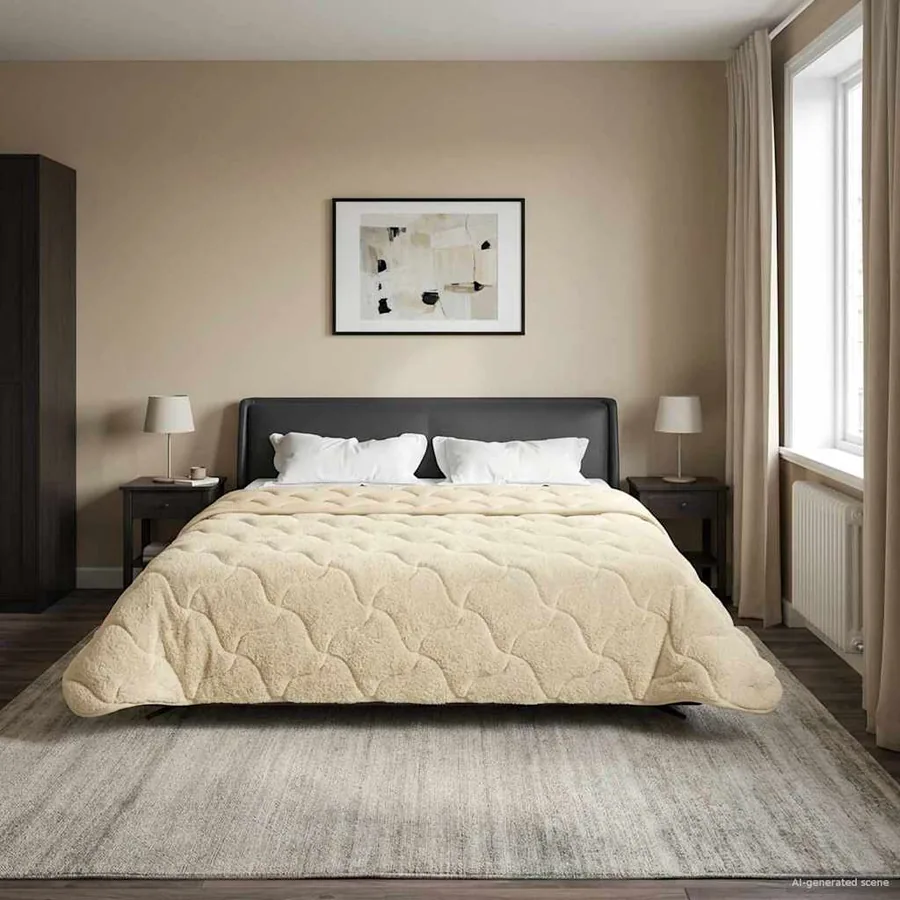 Duvet d'hiver Crème 200 x 200 cm Microfibre et polaire Teddy