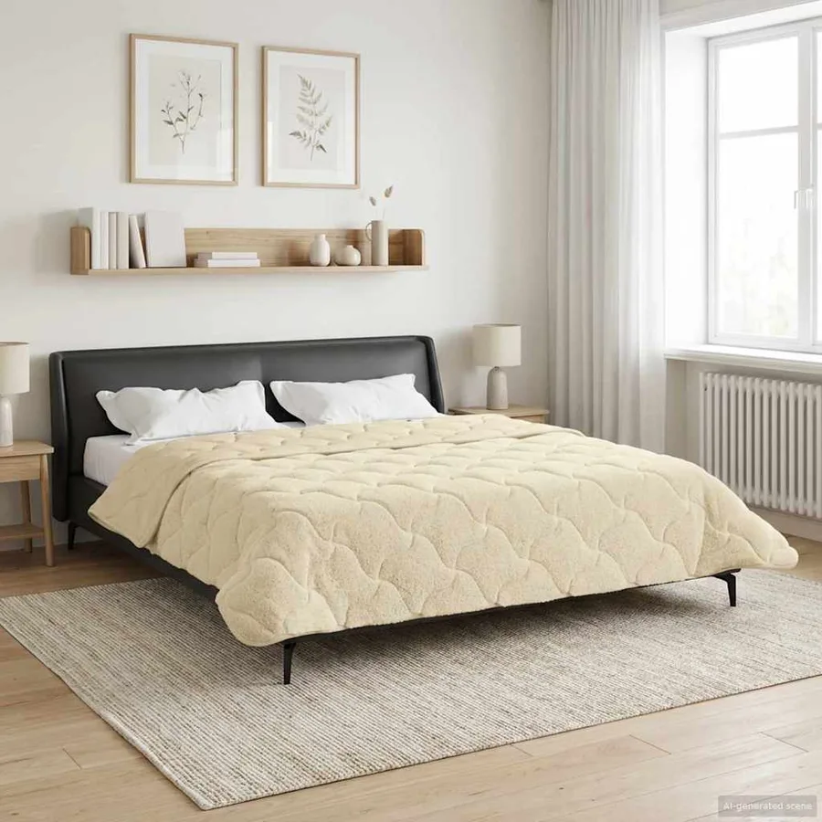Duvet d'hiver Crème 200 x 200 cm Microfibre et polaire Teddy - 4