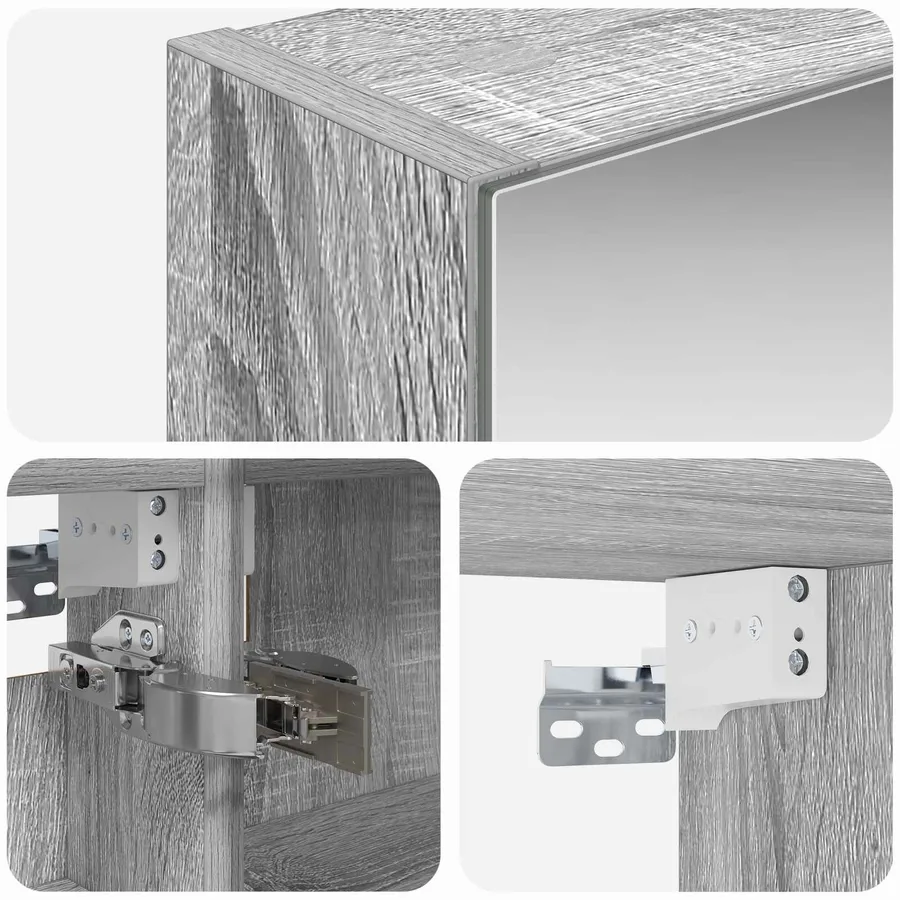Armoire Miroir de Salle de Bain Gris Sonoma 40 x 10,5 x 60,5 cm - 8