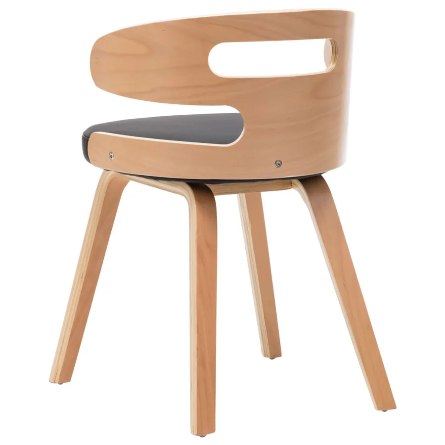 Chaises à manger lot de 2 noir bois courbé et similicuir - 5