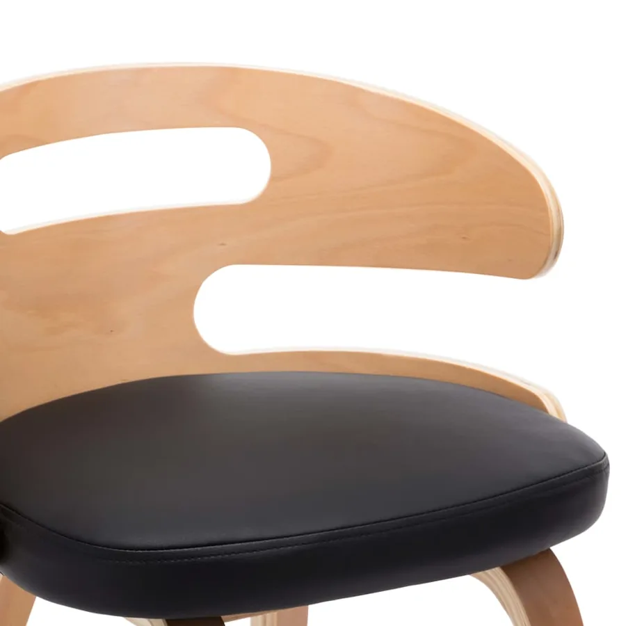Chaises à manger lot de 2 noir bois courbé et similicuir - 6