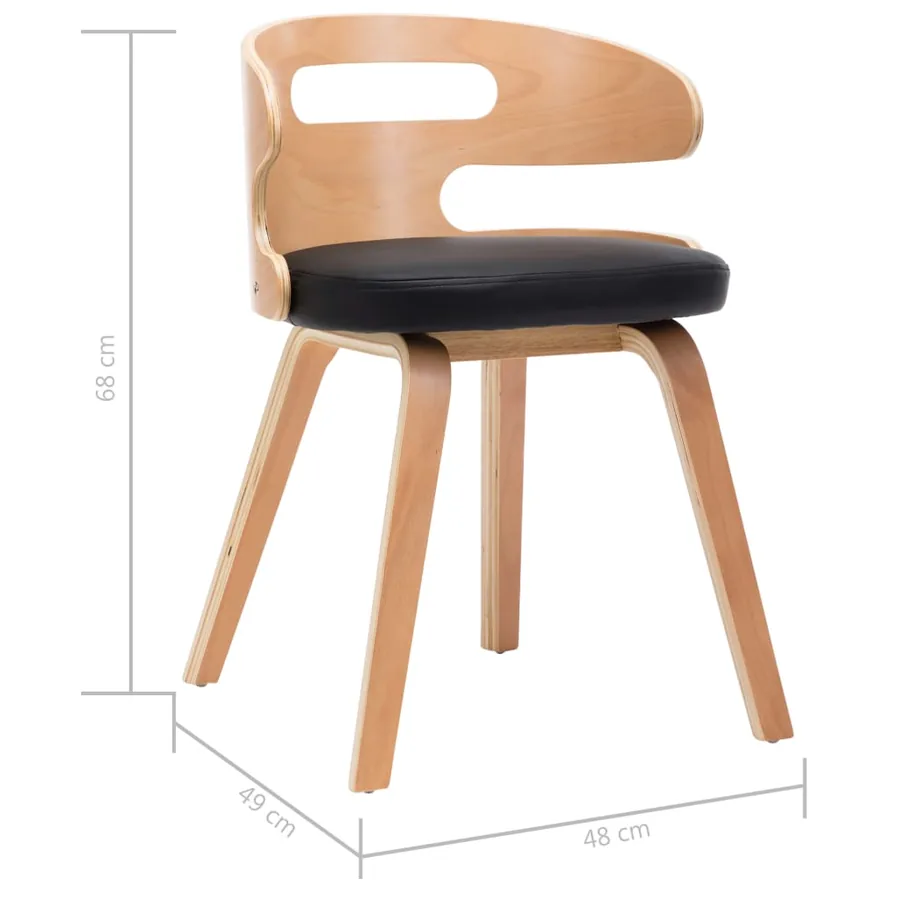 Chaises à manger lot de 2 noir bois courbé et similicuir - 7