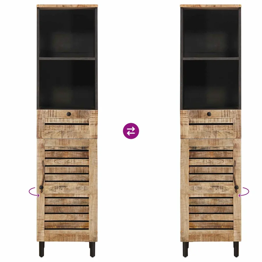 Cabinet de salle de bain Marron et Noir 38 x 33,5 x 160 cm - 11