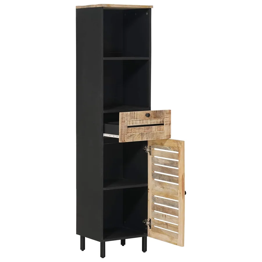 Cabinet de salle de bain Marron et Noir 38 x 33,5 x 160 cm - 3