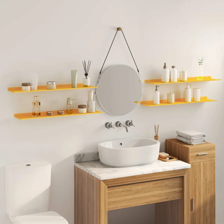 Étagère flottante 4 pcs Jaune moutarde 80 x 18 x 2,5 cm Acier - 4