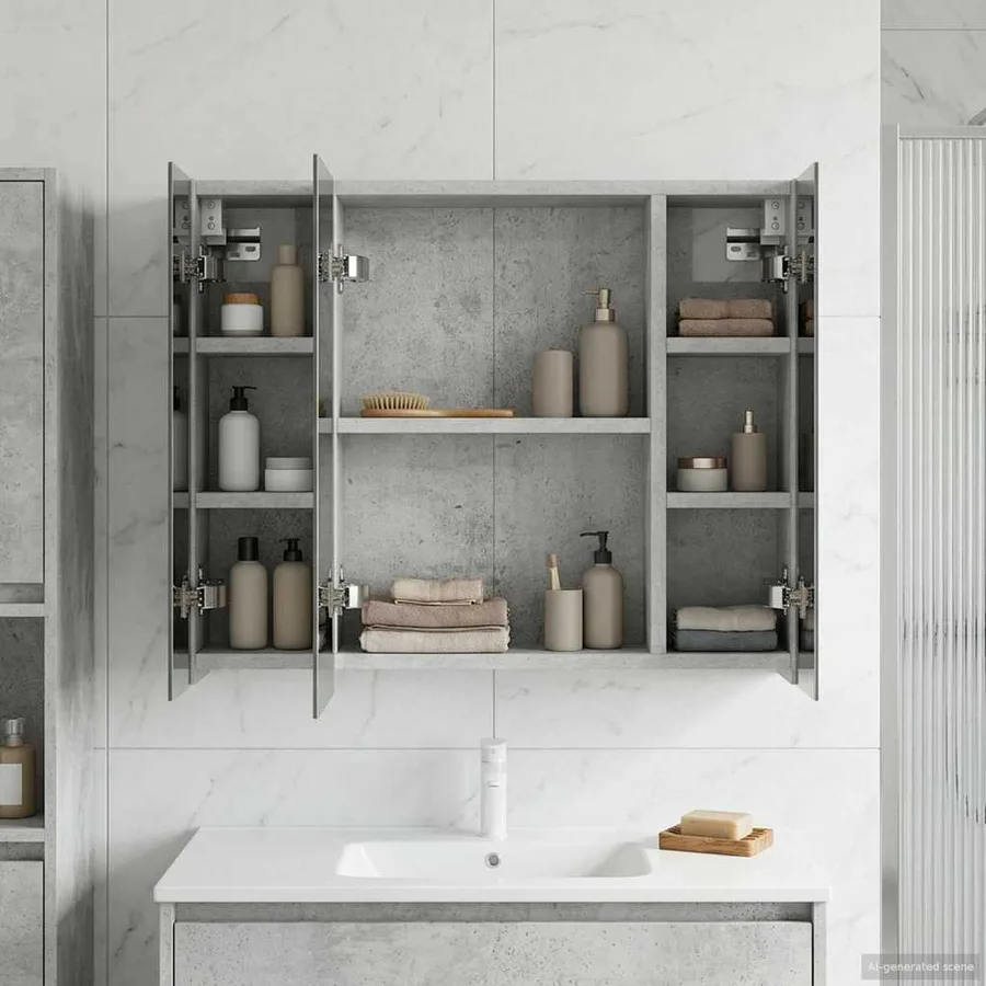 Armoire Miroir de Salle de Bain Gris béton 60 x 14,5 x 50 cm - 4