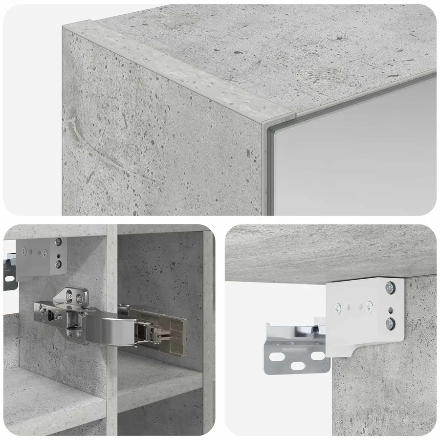 Armoire Miroir de Salle de Bain Gris béton 60 x 14,5 x 50 cm - 9