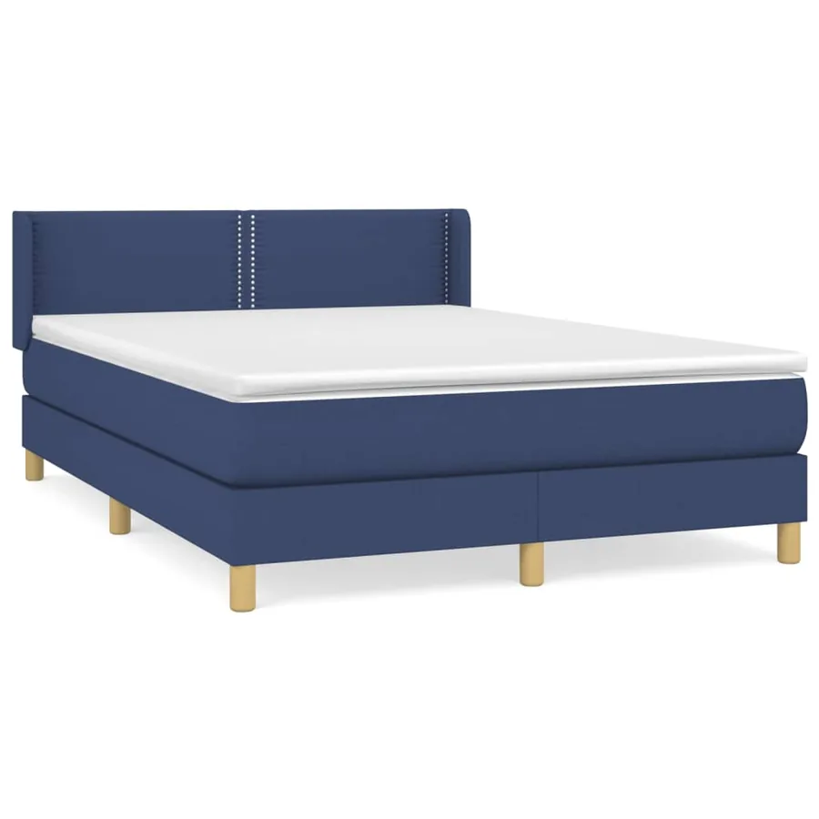 Sommier à lattes de lit avec matelas Bleu 140x190 cm Tissu - 2