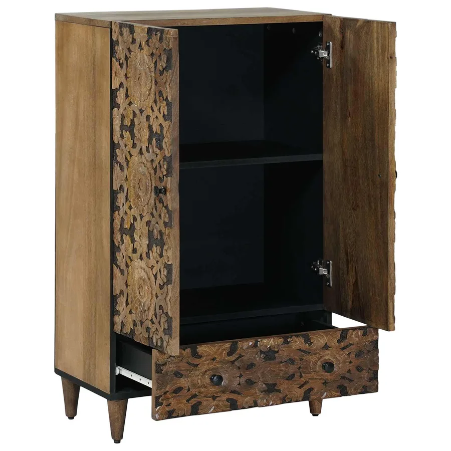 Buffet Haut Marron 60 x 33,5 x 100 cm Bois de mangue massif - 2