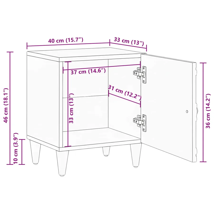 Cabinet de chevet 2 pcs Marron 40 x 33,5 x 46 cm - 12
