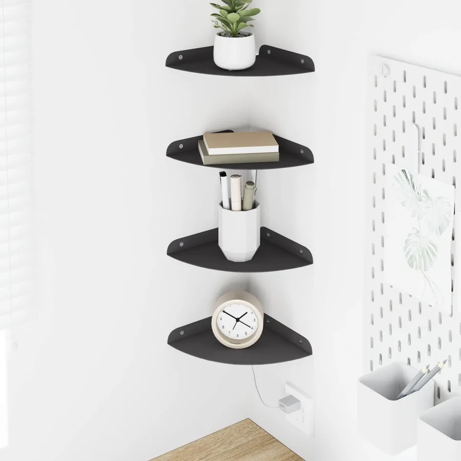 Étagère flottante avec étagère 4 pcs Noir 18 x 18 x 2 cm