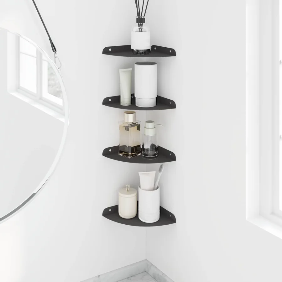 Étagère flottante avec étagère 4 pcs Noir 18 x 18 x 2 cm - 4