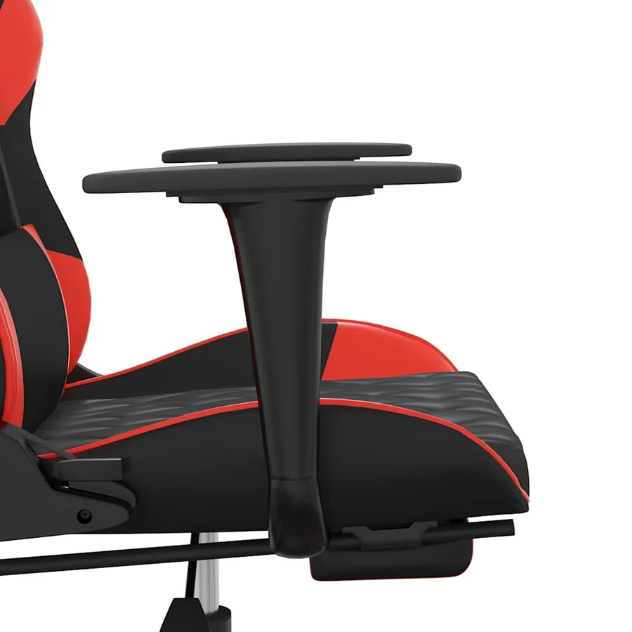 Chaise de jeu de massage avec repose-pied Noir&Rouge Similicuir - 10