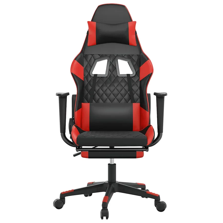 Chaise de jeu de massage avec repose-pied Noir&Rouge Similicuir - 4