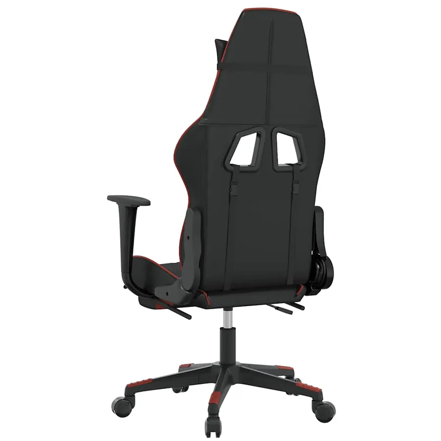 Chaise de jeu de massage avec repose-pied Noir&Rouge Similicuir - 6