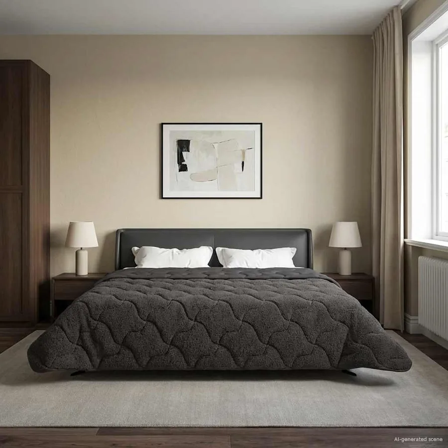 Duvet d'hiver Matelassé Anthracite 200 x 240 cm - 4