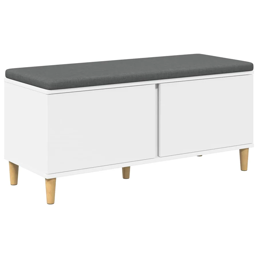 Banc d'entrée Blanc 100 x 38 x 46 cm Bois Ingénierie et Tissu - 2