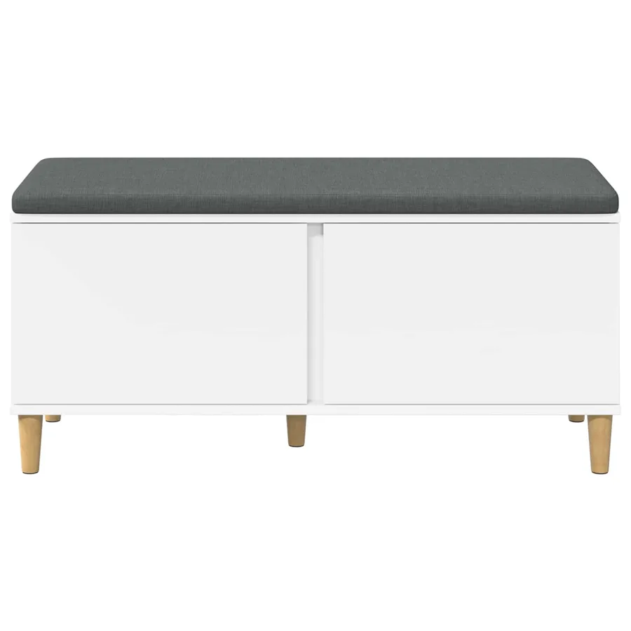 Banc d'entrée Blanc 100 x 38 x 46 cm Bois Ingénierie et Tissu - 6