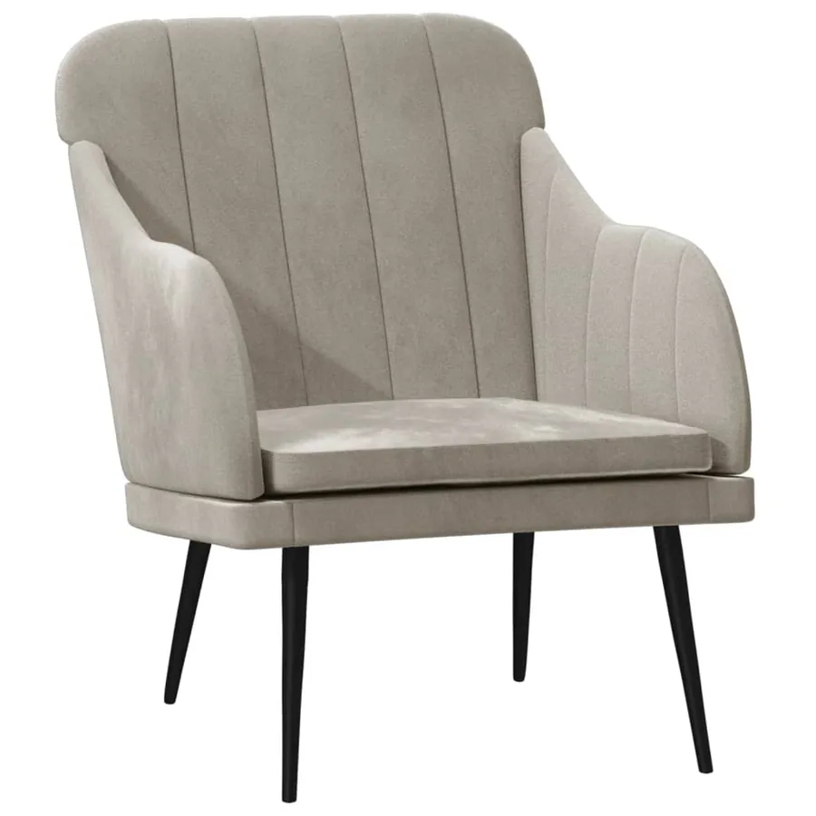 Fauteuil Gris clair 63x76x80 cm Velours - 2