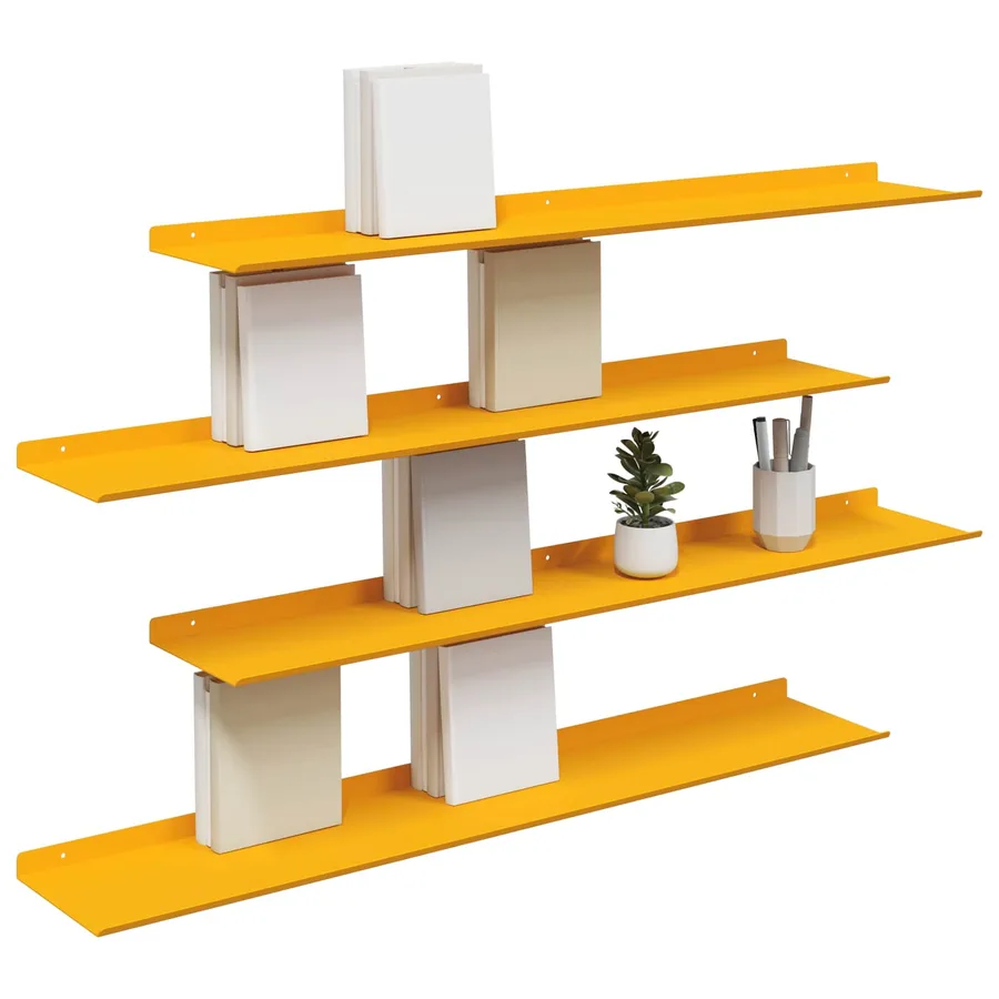 Étagère flottante 4 pcs Jaune moutarde 100 x 18 x 2,5 cm Acier - 3