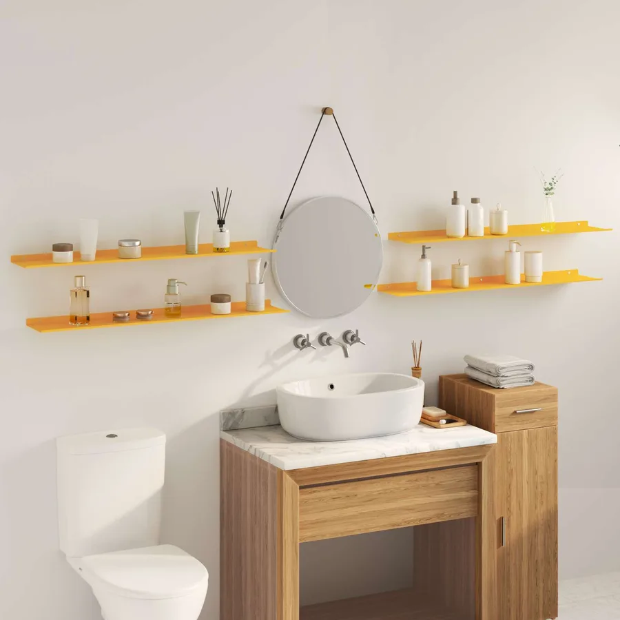 Étagère flottante 4 pcs Jaune moutarde 100 x 18 x 2,5 cm Acier - 4
