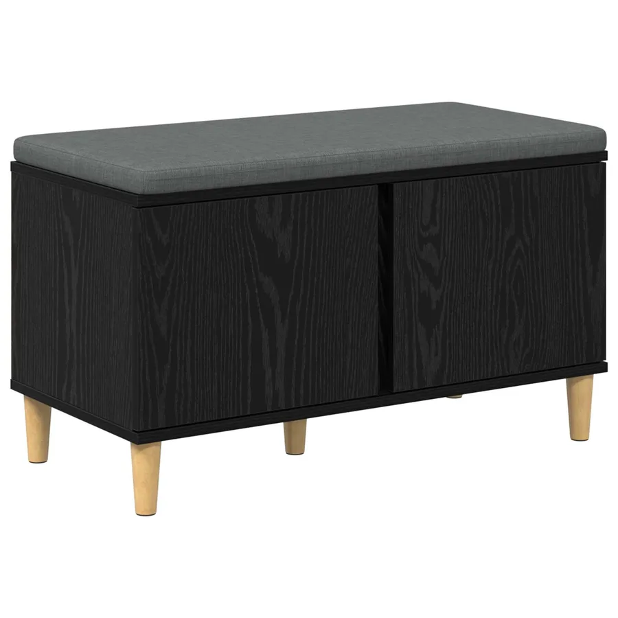 Banc d'entrée avec coussin Chêne Noir 80 x 38 x 46 cm - 2