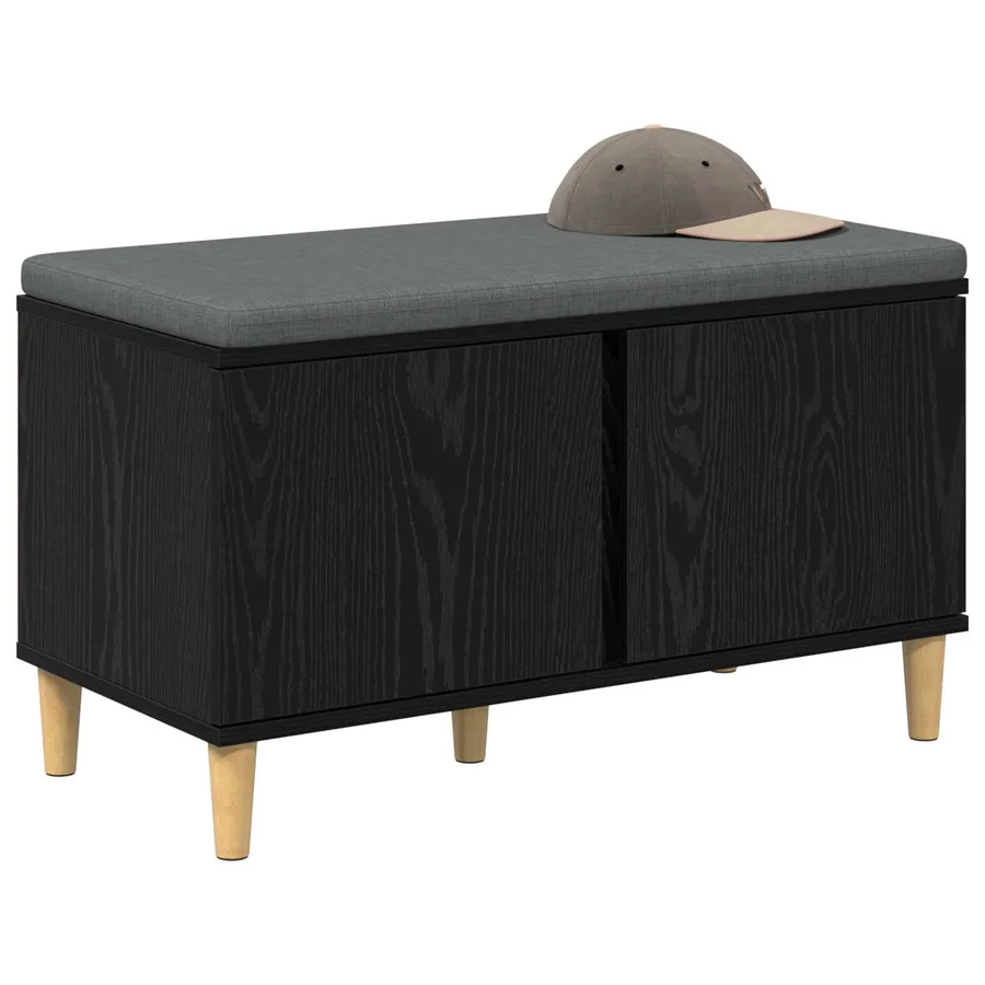Banc d'entrée avec coussin Chêne Noir 80 x 38 x 46 cm - 3