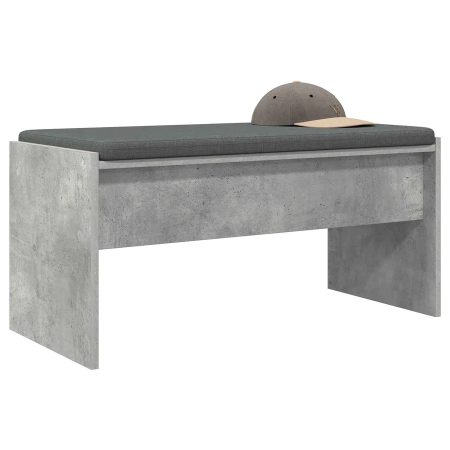 Banc d'entrée avec coussin Gris béton 83 x 38 x 40 cm - 3
