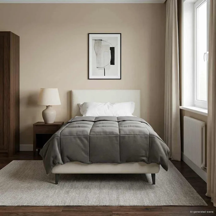 Duvet complet toute l'année Gris clair 135 x 200 cm Microfibre