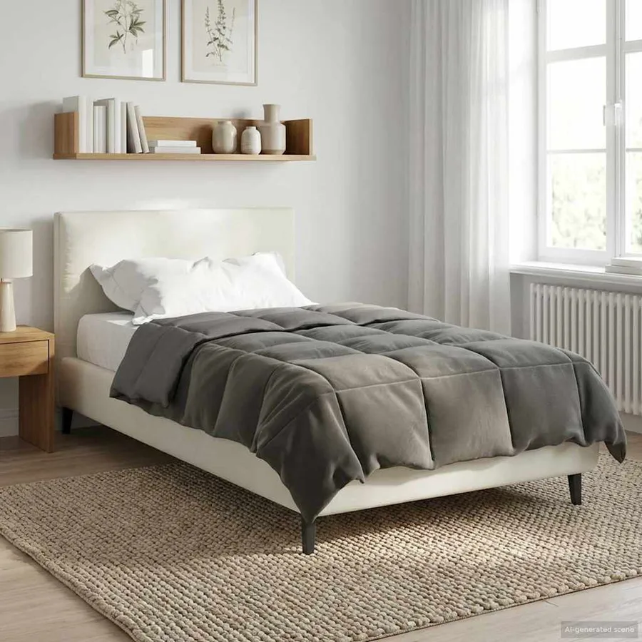 Duvet complet toute l'année Gris clair 135 x 200 cm Microfibre - 4