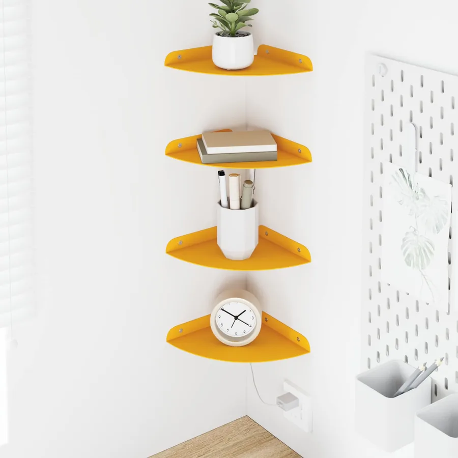 Étagère flottante 4 pcs Jaune moutarde 18 x 18 x 2 cm