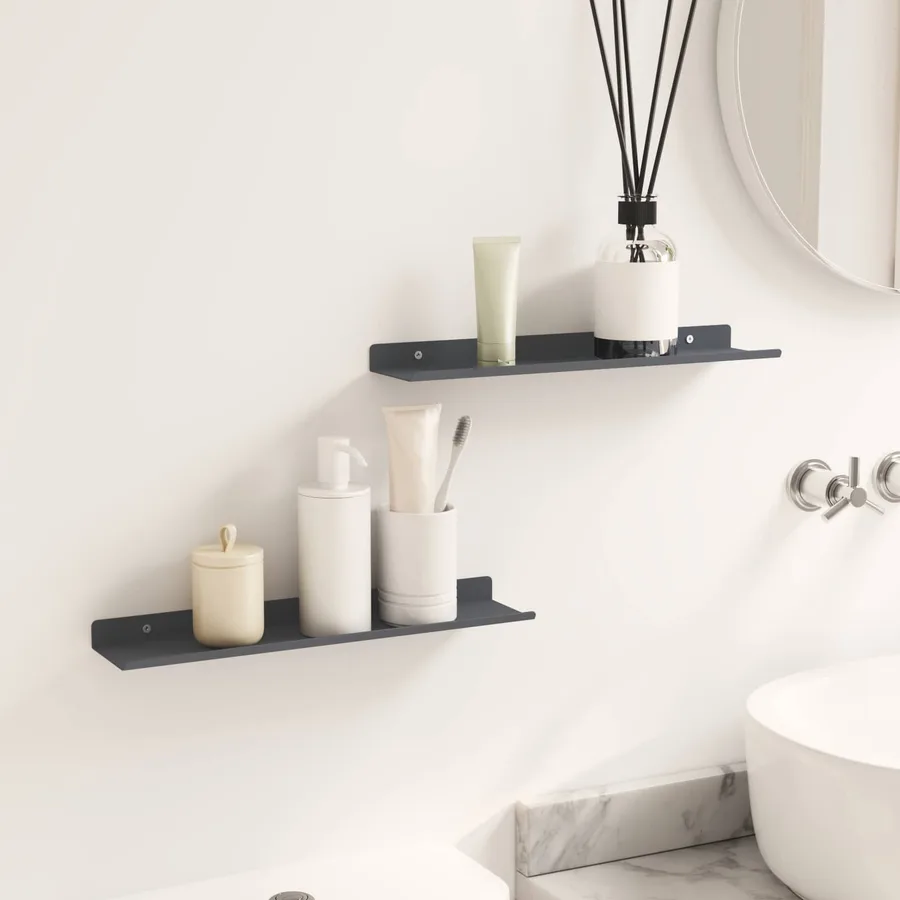 Étagère flottante 2 pcs Anthracite 40 x 8,5 x 2,5 cm Acier - 4