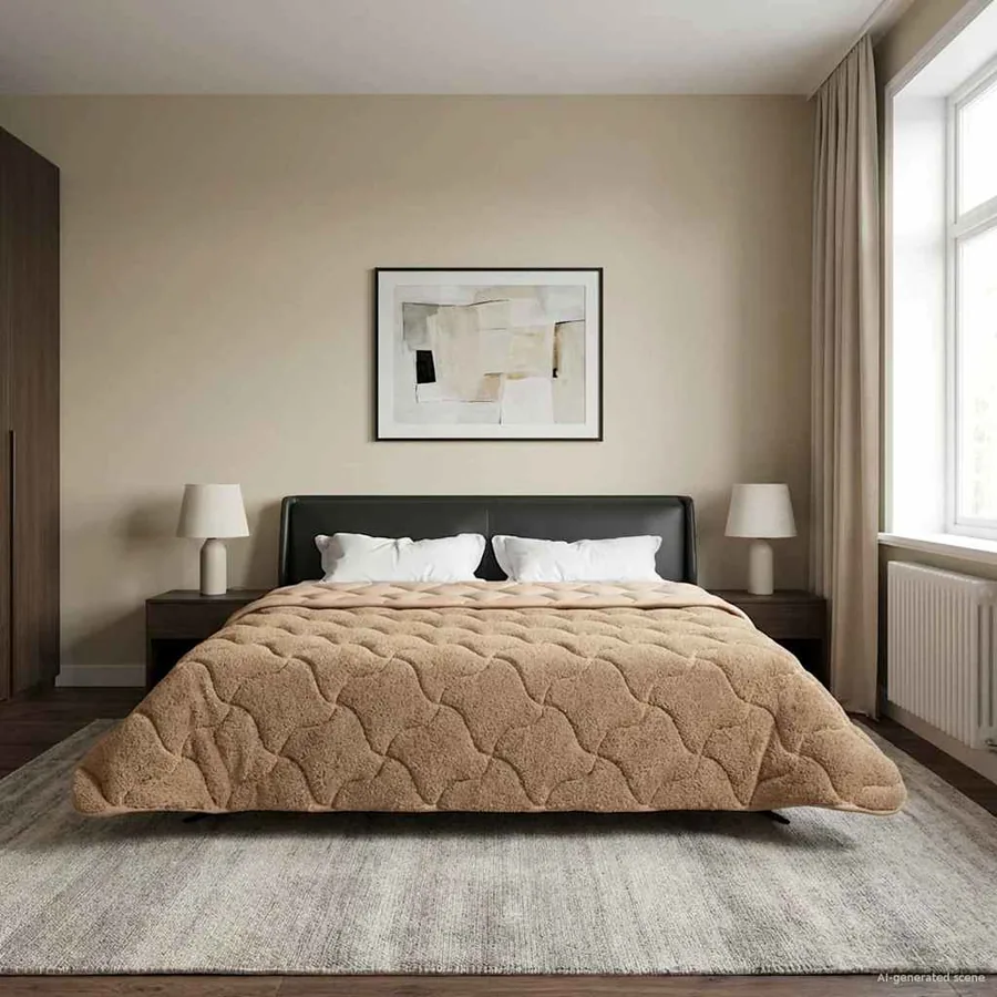 Duvet d'hiver Taupe 200 x 240 cm Microfibre et polaire Teddy