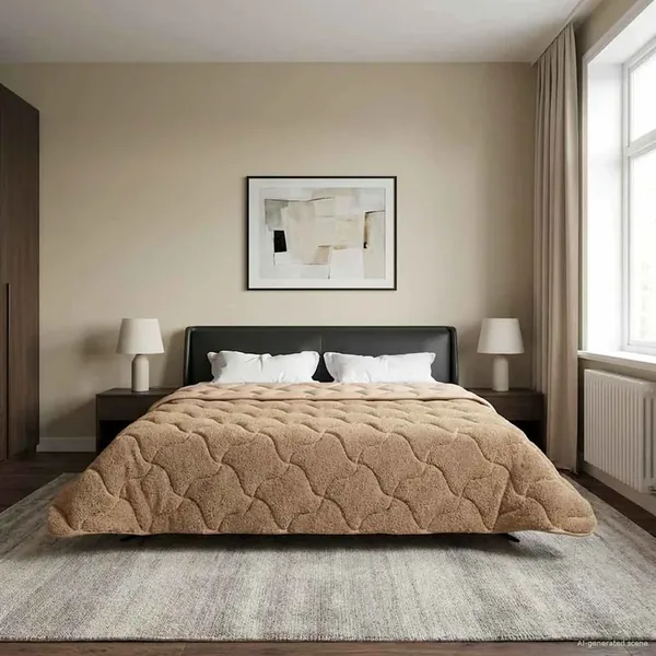 Duvet d'hiver Taupe 200 x 240 cm Microfibre et polaire Teddy