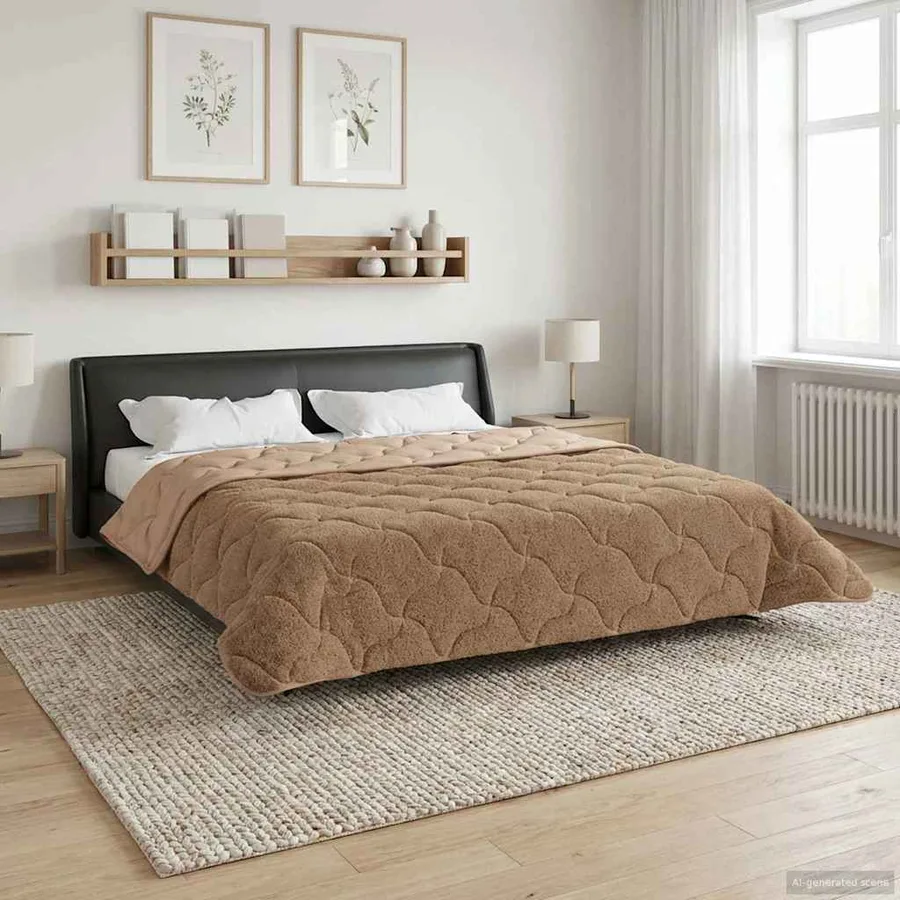 Duvet d'hiver Taupe 200 x 240 cm Microfibre et polaire Teddy - 4