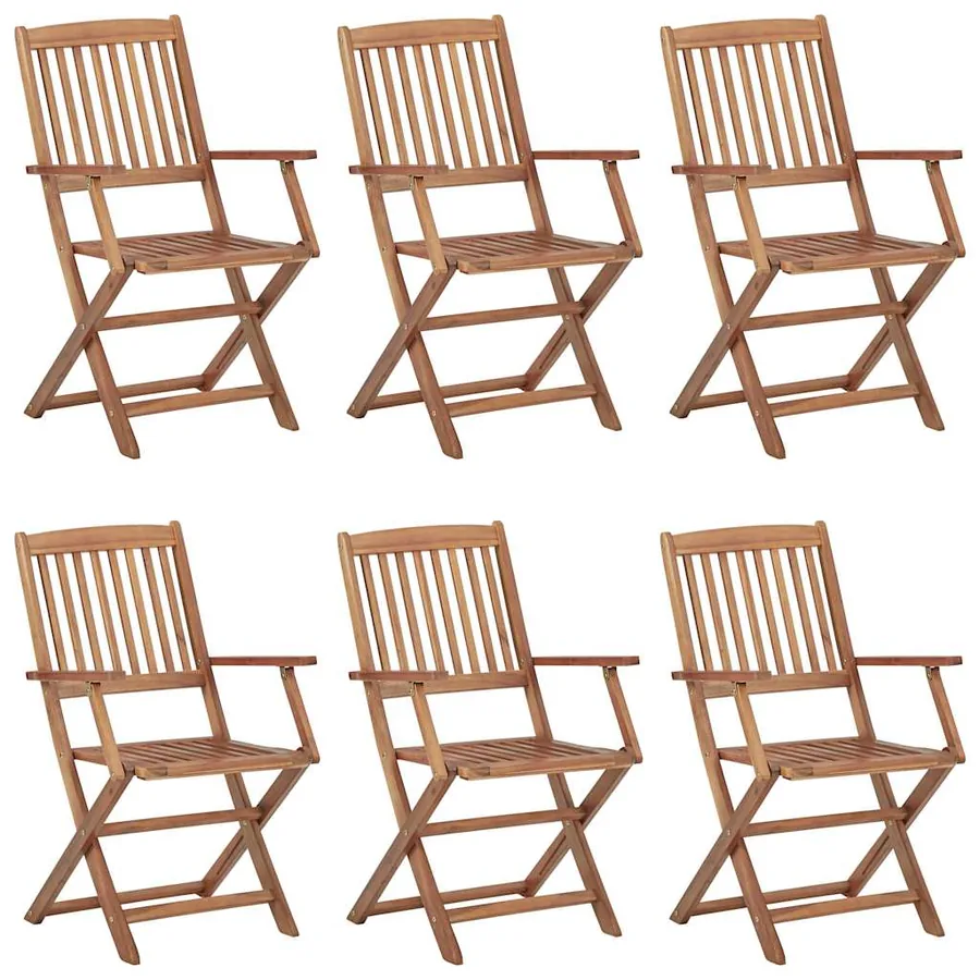 Chaises pliables de jardin lot de 6 avec coussins Bois d'acacia - 2