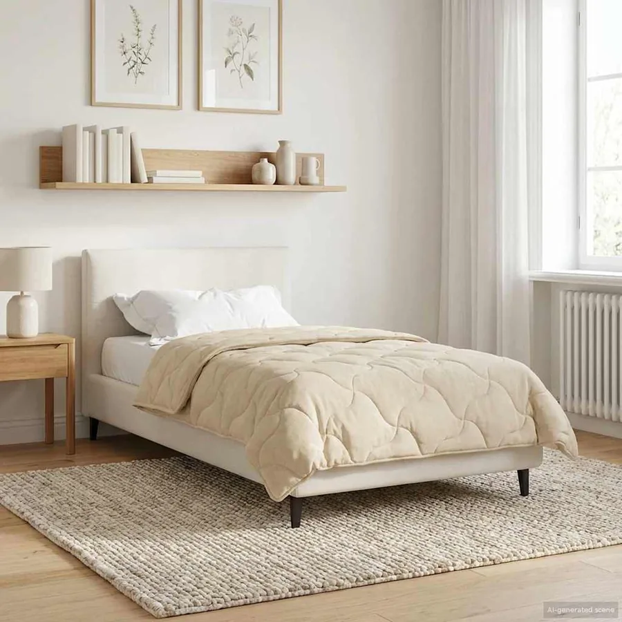 Duvet d'hiver Crème 135 x 220 cm Microfibre et polaire Teddy