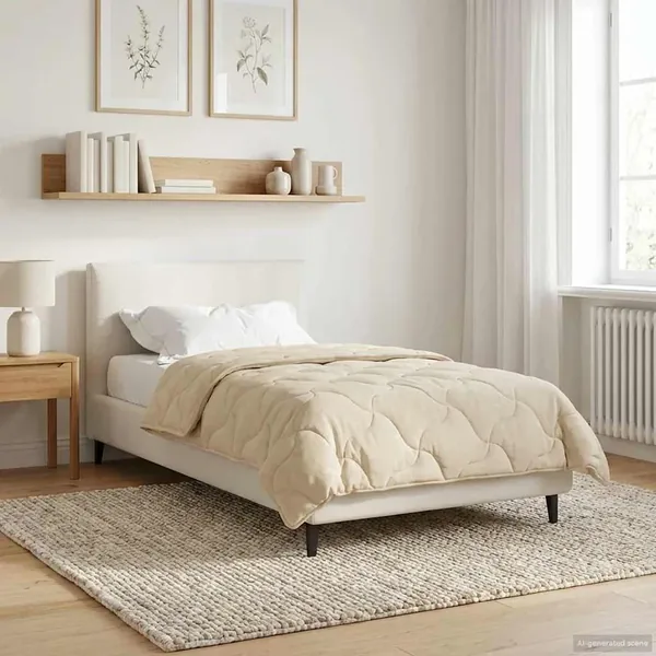 Duvet d'hiver Crème 135 x 220 cm Microfibre et polaire Teddy