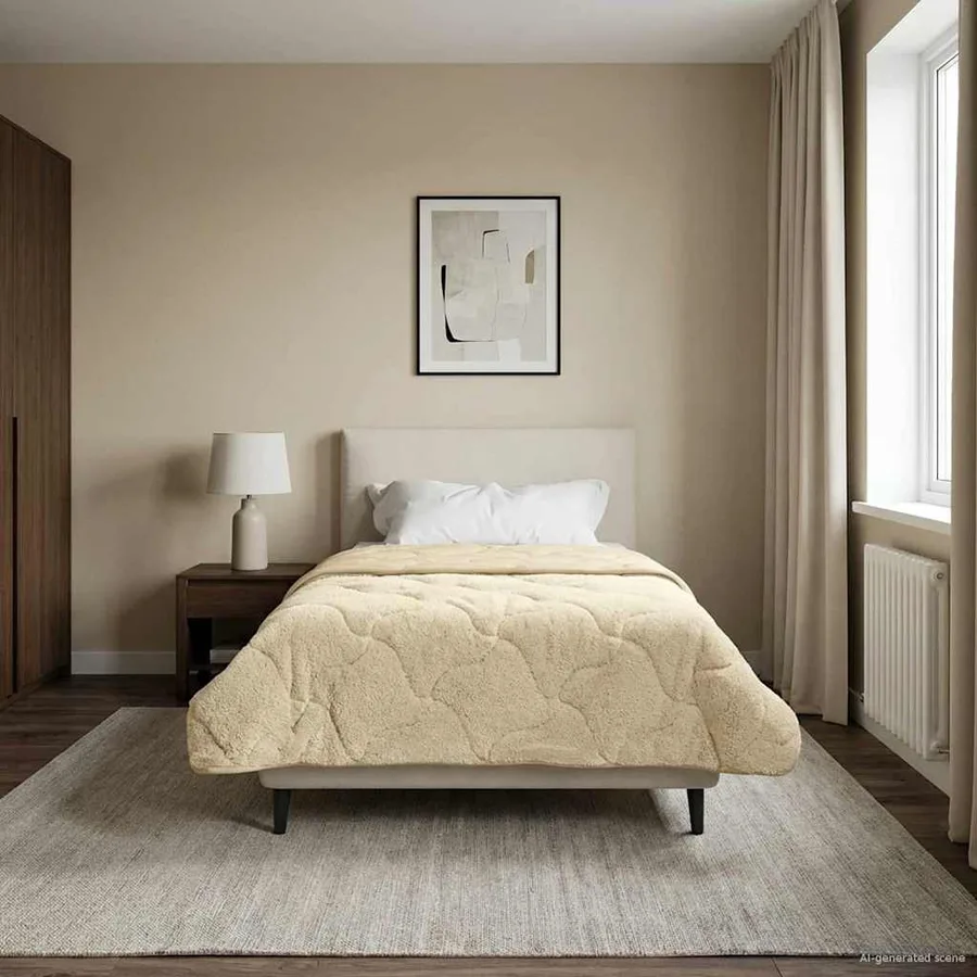 Duvet d'hiver Crème 135 x 220 cm Microfibre et polaire Teddy - 4