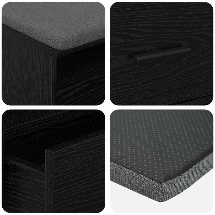 Banc d'entrée avec coussin Chêne Noir 100 x 38 x 46 cm - 9
