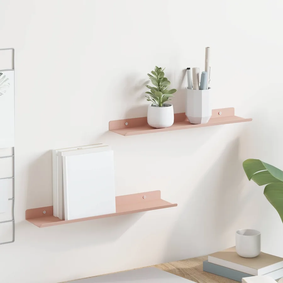 Étagère flottante 2 pcs Rose 40 x 8,5 x 2,5 cm Acier
